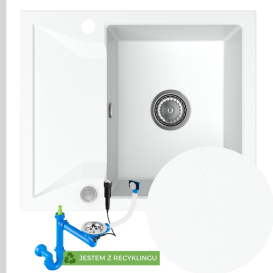 Мийка для кухні Sink Quality Obsidian 1KKO 59x50x21 см з переливом нанограніт білий OBS.W.1KKO.X