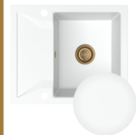 Мийка для кухні Sink Quality Obsidian 1KKO 59x50x21 см з переливом нанограніт білий OBS.W.1KKO.X