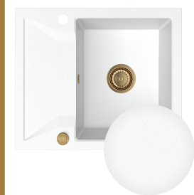 Мийка для кухні Sink Quality Obsidian 1KKO 59x50x21 см з переливом нанограніт білий OBS.W.1KKO.X