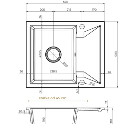 Мийка для кухні Sink Quality Obsidian 1KKO 59x50x21 см з переливом нанограніт білий OBS.W.1KKO.X