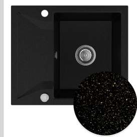 Мойка для кухни Sink Quality Obsidian 1KKO 59x50x21 см с переливом наногранит черный с золотом OBS.L.1KKO.X