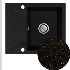 Мойка для кухни Sink Quality Obsidian 1KKO 59x50x21 см с переливом наногранит черный с золотом OBS.L.1KKO.X