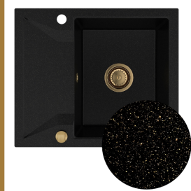 Мойка для кухни Sink Quality Obsidian 1KKO 59x50x21 см с переливом наногранит черный с золотом OBS.L.1KKO.X