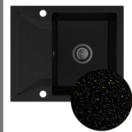 Мойка для кухни Sink Quality Obsidian 1KKO 59x50x21 см с переливом наногранит черный с золотом OBS.L.1KKO.X