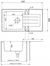 Мойка для кухни Sink Quality Realgar 1KDO 76,5x49x20,5 с переливом наногранит серый REA.D.1KDO.X