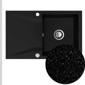 Мойка для кухни Sink Quality SINK 1KDOL 78X46X21,5 см с переливом наногранит черный с золотом SINK.L.1KDOL.X