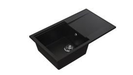 Мойка для кухни Sink Quality SINK 1KDOL 78X46X21,5 см с переливом наногранит черный с золотом SINK.L.1KDOL.X