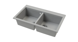 Мийка для кухні Sink Quality SINK 2K80 86X50X21,5 см з переливом нанограніт сірий SINK.D.2K80.X