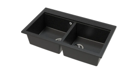 Мийка для кухні Sink Quality SINK 2K80 86X50X21,5 см з переливом нанограніт графит SINK.G.2K80.X