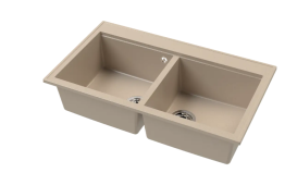 Мойка для кухни Sink Quality SINK 2K80 86X50X21,5 см с переливом наногранит бежевый SINK.P.2K80.X