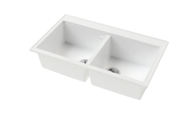 Мийка для кухні Sink Quality SINK 2K80 86X50X21,5 см з переливом нанограніт білий SINK.W.2K80.X