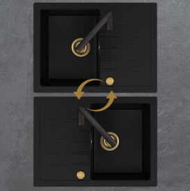 Мийка для кухні Sink Quality Titanite 1KKO 68x49,5x21,5 з переливом нанограніт парча TIT.B.1KKO.X