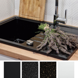 Мойка для кухни Sink Quality Titanite 1KKO 68x49,5x21,5 с переливом наногранит черный TIT.C.1KKO.X