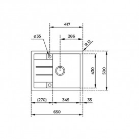Мийка для кухні Teka Astral 45 B-TG 65х50 см з крилом теграніт чорний металік 40143580