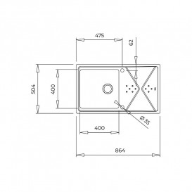 Мойка для кухни Teka BROOKLYN 50 M-XP 1B 1D 86.4×50.4 см нержавеющая сталь полированная 115100022