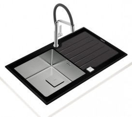 Мойка для кухни Teka Diamond 1B 1D 86 86х51 см нержавеющая сталь/черное стекло 115100011