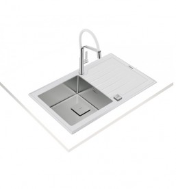 Мойка для кухни Teka Diamond 1B 1D 86 86х51 см нержавеющая сталь/белое стекло 115100012
