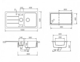 Мойка для кухни Teka Simpla 60 B L-TG врезная 2 чаши топаз 40144546