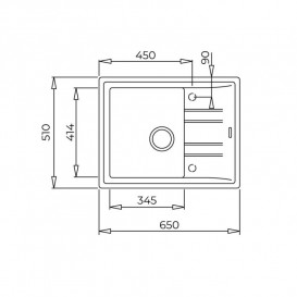 Мойка для кухни Teka Stone 45 B-TG 1B 1D 65х51 см с крылом тегранит графит 115330048