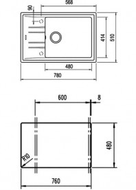 Мийка для кухні Teka Stone 60 S-TG 1B 1D 78х51 см врізна теграніт білий 115330033