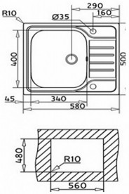 Мойка для кухни Teka Universal 580.500 1B 1D 58х50 см нержавеющая сталь микротекстура 40109615