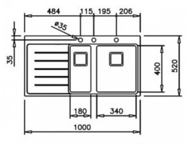 Мийка для кухні Teka Zenit R15 1 + 1 / 2B 1D RHD врізна 2 чаші нержавіюча сталь 13139007