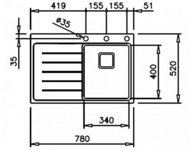 Мийка для кухні Teka Zenit R15 1B 1D LHD 78 врізна 1 чаша нержавіюча сталь 13139003