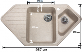 Мойка для кухни трапециевидная Буль-Буль Tirion врезная Магранит белый 114010001