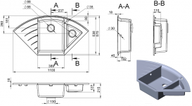 Мийка для кухні трапециевидная Буль-Буль Europe врізна Маграніт сірий 113060013