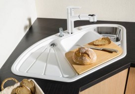 Мийка для кухні кутова BLANCO DELTA II SILGRANIT врізна з клапаном-автоматом білий 523660