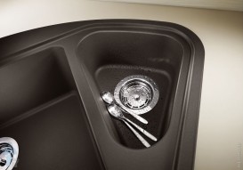 Мийка для кухні кутова BLANCO DELTA II SILGRANIT врізна з клапаном-автоматом кава 523669