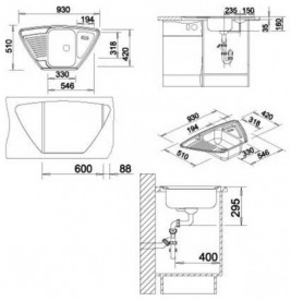 Мойка для кухни угловая Blanco Tipo 9 E нержавеющая сталь матовая 511582