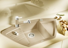 Мийка для кухні кутова BLANCO ZIA 9 E SILGRANIT трапециевидная врізна жасмин 514759