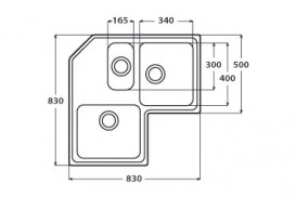 Мойка для кухни угловая двойная с дополнительной чашей врезная Apell Angolo нержавеющая сталь Linen ROAN3IBC
