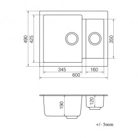 Мийка для кухні Vankor Orman 60х49 см кварц сірий Orman OMP 03.61 Gray
