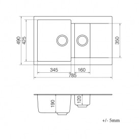 Мийка для кухні Vankor Orman 78,5х49 см кварц бежевий Orman OMP 04.80 Beige