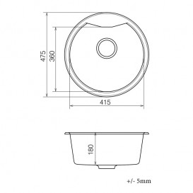 Мийка для кухні Vankor Vena Ø47,5 см кварц шоколад Vena VMR 01.48 Chocolate