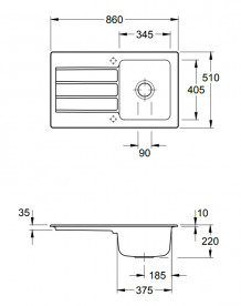 Мойка для кухни Villeroy & Boch Architectura 50 86х51 см керамика graphite 335001i4