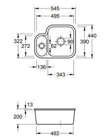 Мойка для кухни Villeroy & Boch Cisterna 60B 54,5х44 см под столешницу керамика timber 670202TR