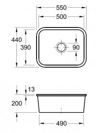 Мойка для кухни Villeroy & Boch Cisterna 60C 55х44 см под столешницу керамика chromit 670601J0
