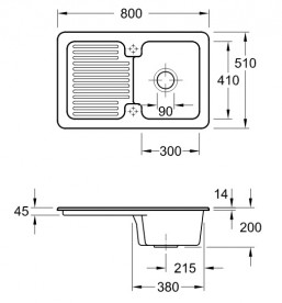 Мойка для кухни Villeroy & Boch Condor 45 80х51 см керамика graphite 674501i4