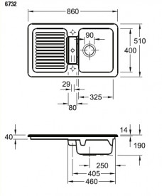 Мийка для кухні Villeroy & Boch Condor 50 86х51 см кераміка graphite 673202i4