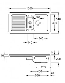 Мийка для кухні Villeroy & Boch Condor 60 100х51 см кераміка graphite 675901i4
