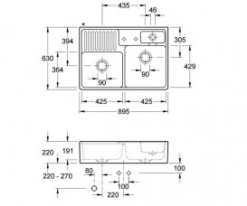 Мойка для кухни Villeroy & Boch Double-bowl sink двойная 89,5х63 см керамика graphite 632391i4
