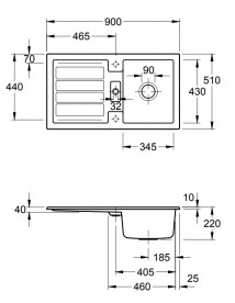 Мойка для кухни Villeroy & Boch Flavia 50 90х51 см керамика сhromit 330502J0