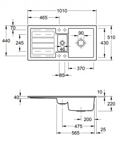 Мойка для кухни Villeroy & Boch Flavia 60 101х51 см керамика graphite 330402i4