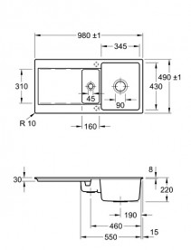 Мийка для кухні Villeroy & Boch Siluet 45 Flat 78х49 см кераміка graphite 33342Fi4