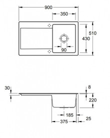 Мойка для кухни Villeroy & Boch Siluet 50 90х51 см керамика graphite 333502i4