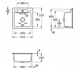 Мойка для кухни Villeroy & Boch Siluet 50 S 51х51 см керамика timber 334501TR