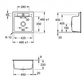 Мийка для кухні Villeroy & Boch Siluet 50 S Flat 49х49 см кераміка graphite 33452Fi4